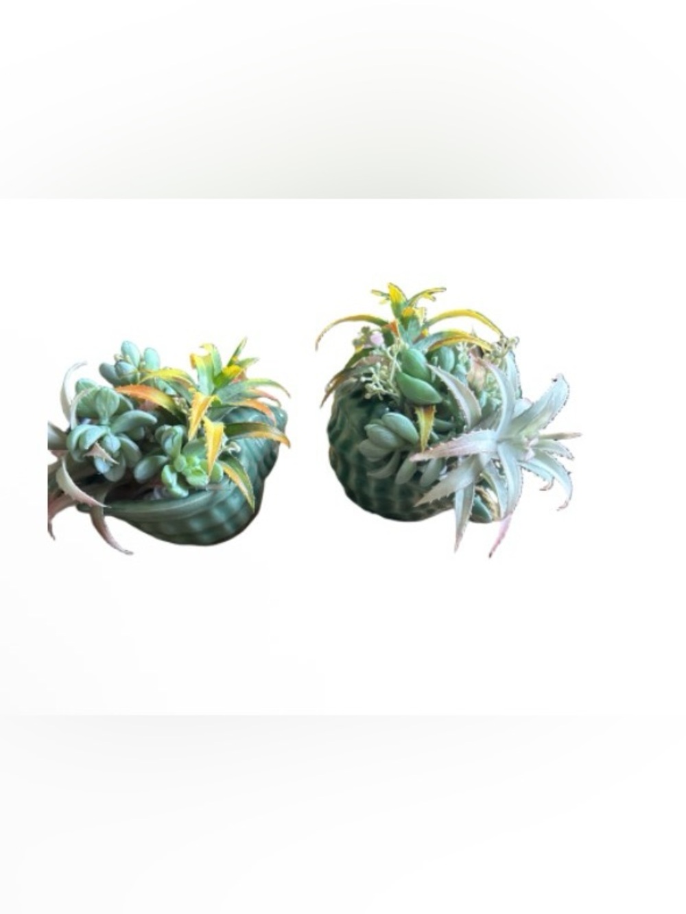 Artificial Succulent Arrangement in Green Ceramic Planter -tabletop or hanging